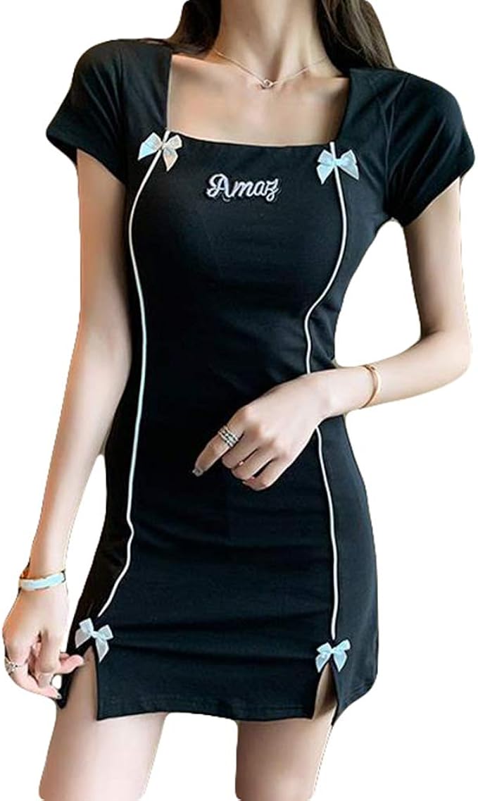 Amazon Ksila タイトワンピース レディース ミニ丈 ワンピース 半袖 カシュクール セクシー ボディコン キャバワンピース タイト 夏ワンピース 韓国 ワンピース チュニック 通販