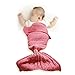 Funwill Mermaid Tail Blanket Knit Crochet for Baby Swaddling Sleeping Bag , for Baby Photo Photography (Pink) 35.4inx19.6in