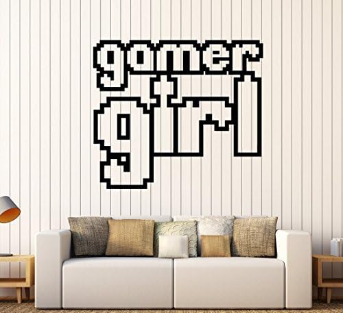 BorisMotley Wall Decal Words Logo Gamer Girl Vinyl Removable Mural Art Decoration Stickers for Home Bedroom Nursery Living Room Kitchen