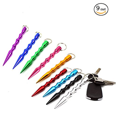 H&ZT Craft Self-Defence Key Chain, Aluminum Anti-Wolf Defense Keychain Portable Self Defense Tool Women Girls (9 Pcs)
