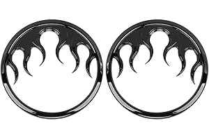 Riloer Flame Speaker Grill Accent Trim Cover, Speaker Grill Cover ABS Front Speaker Grill Accents, 2014-2022 Compatible with Harley Touring Electra Street Glide, Black