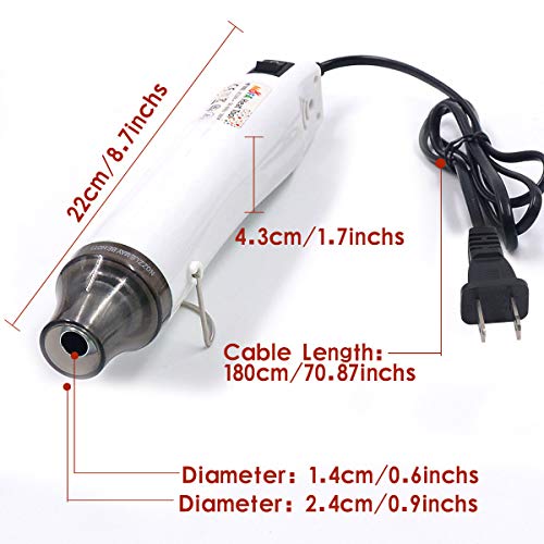 New Heat Gun,mofa Hot Air Gun Tools Shrink Gun with Stand For DIY Embossing And Drying Paint Multi-Purpose Electric Heating Nozzle 300W 110V (White,Gray) - Thumbnail 3