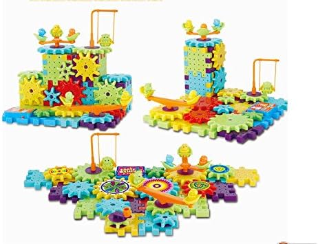 81 PCS Gear Building Blocks Set Educational Toy Interlocking Learning Blocks Colorful Shapes Puzzle Funny Electric Bricks Motorized Spinning Gears for Children Kids Boys Girls