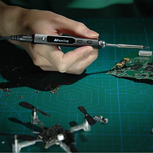 QMSSIC Digital OLED Programable Mini Soldering Iron Kit TS100 DC 12V-24V Embedded Interface DC 5525 Acceleration Sensors STM32 Chip Fast Heat with B2 Tip (TS-B2 Tip)