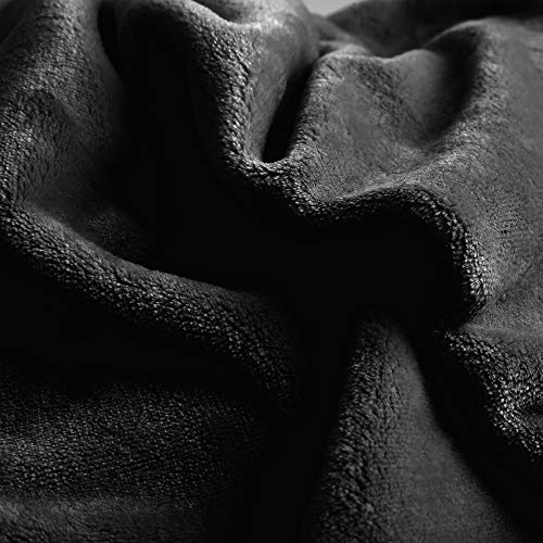 Edow Flannel Throw Blanket, Soft Plush Lightweight Nap Throw Blanket for Couch, Sofa, Bed, Travel. (Black, Throw(40"x60")) - Thumbnail 5