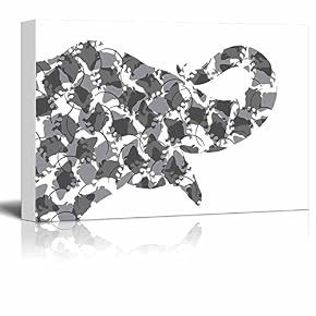 Natural Enemies Elephant and Mice Silhouette Black and...