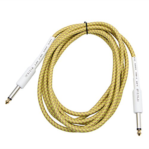 10FT Tweed Guitar 6.35mm 1/4" Mono Male to Male Audio Cable Wire Braided Cord With FREE String Winder/Peg Puller - Thumbnail 4