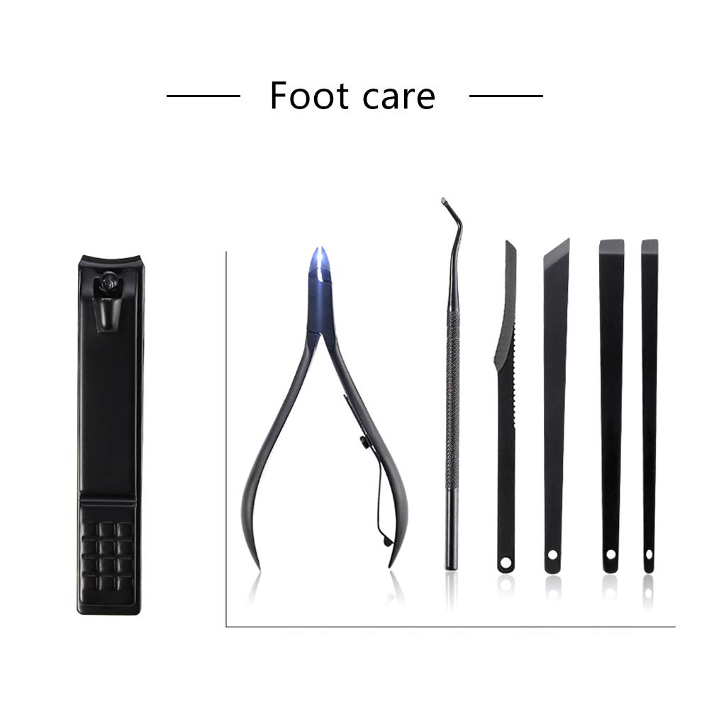 Manicure Set, Bihuo 18 In 1 Stainless Steel Professional Pedicure Kit Nail Scissors Grooming Kit with Black Leather Travel Case (Blue) : Beauty