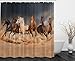 Ambesonne Horse Shower Curtain, Equine Themed Animals Galloping in The Sand Running Horses Pattern, Cloth Fabric Bathroom Decor Set with Hooks, 69