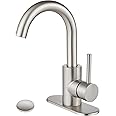 Midanya Wet Bar Sink Faucet,Single Handle Bathroom Kitchen Faucet 1 Hole Faucet Swivel Spout Farmhouse RV Small Vanity Lavatory Bath Utility Faucet with Deck Plate,Brushed Nickel