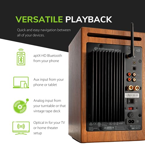 Audioengine HD6 150W Powered Bookshelf Stereo Speakers Home Music