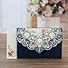 DORIS HOME 50pcs Navy Blue Laser Cut Flora Lace invitation Cards with Envelopes for Wedding Invitations, Bridal Shower, Engagement, Birthday, Bachelorette Party, Baby Shower