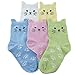 T.H.L.S Tandi Kids Girls Cotton Novelty Cats Crew No Seam Socks -Shoe Size 10-12 (5-7 years) - Multicoloured (5 Pair)