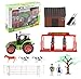 Farm Toy Farming Toy Fun Playset with Tractor, Farm Figure's, Cow, Horse, Tree, Road Signs, Milk Station, Barn, Wheel Barrow