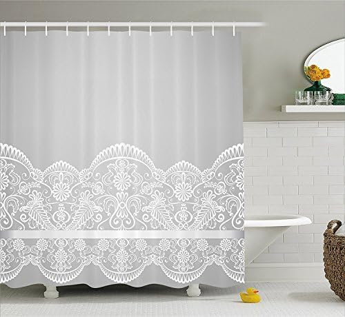 Wedding Shower Curtain, Victorian Shower Curtain Hooks, Fashion Shower Curtain, Fire Resistant Wedding Ethnic Mesh Paisley Motif Renaissance Shower Curtain