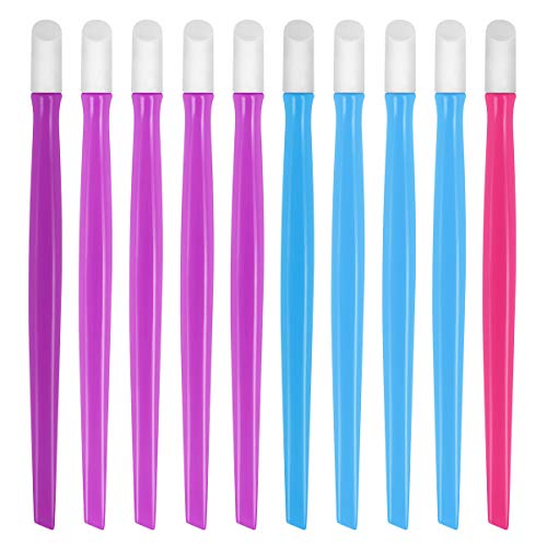 10pcs Rubber Nail Cuticle Pusher Tipped Plastic Handle Nail Art Tool Nail Acrylic Cuticle Pusher Cleaner (Random Color)