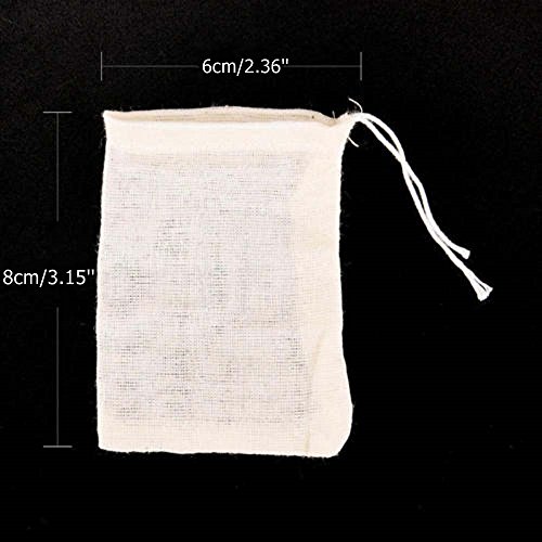 ISKYBOB 24 Pack Mini Reusable Tea Filter Bags Soup Bag,Empty Cotton Drawstring Tea Infuser for Loose Leaf Tea (2.36 x 3.15'')