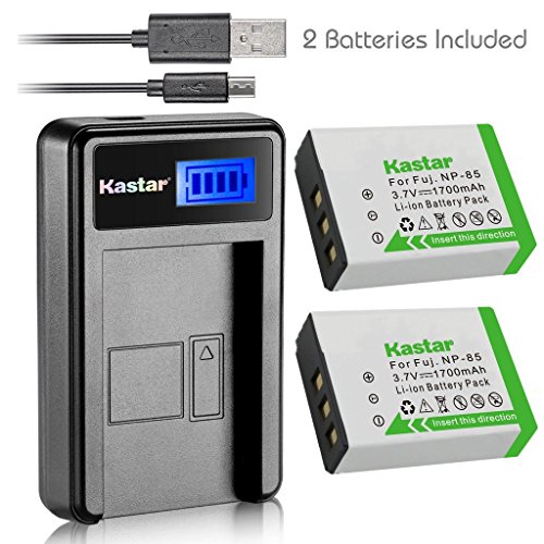 Kastar Battery (X2) & LCD Slim USB Charger for Fujifilm NP-85, BC-85, FNP85, NP85 and Fujifilm FinePix S1, FinePix SL240, FinePix SL260, FinePix SL280, FinePix SL300, FinePix SL305, FinePix SL1000