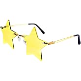 Klfoho Rimless Star Shape Sunglasses Fashion Glasses Women Men Party Christmas Cosplay Glasses Pentagram Sunglasses