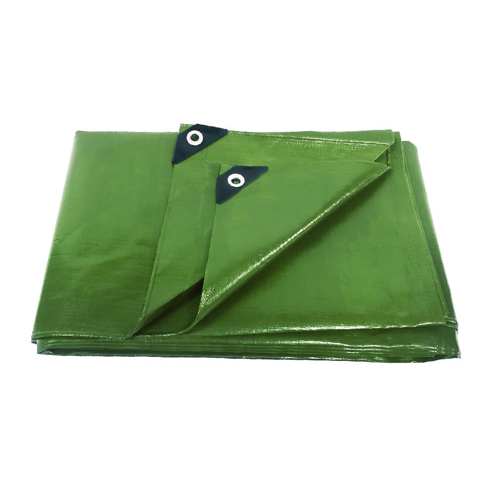 ANSIO Tarpaulin 3m x 3m Water-resistant Tarp Large Camping Cover Sheet – Multipurpose Groundsheet with UV Protection, Weatherproof & Frost-Resistant – Reinforced Eyelets - Green