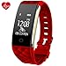 Fitness Tracker,Juboury Heart Rate Activity Tracker Touch Screen Wearable Pedometer Bluetooth Smart Wristand with Sleep Monitor,Steps Counter,Calories Track for Android and IOS Smart Phones(Red)