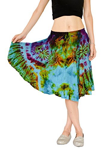 Orient Trail Women's Island Cruise Tie Dye Knee Length Skirt M/L Andaman Blue