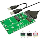 QNINE M.2 or MSATA to USB or SATA 3.0 Adapter, 2-in-1 Converter Reader Card with Cable, Support Mini SATA or Ngff B Key SSD