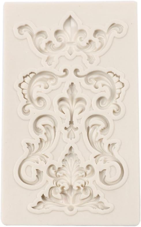 Vintage Relief Curlicues Sculpted Flower Lace Fondant Silicone Mold Bakery, Cake Decorating Tools,Cupcake Chocolate Clay Candy Molds for DIY Birthday