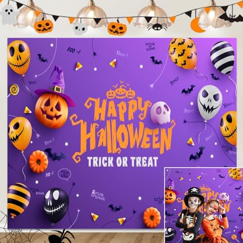 Halloween Backdrop Photography Background Cartoon Pumpkin Backdrop for Kids Adult Family Happy Halloween Party Banner Decoration Trick or Treat Balloon Bat Purple Photo 10x8ft Studio Props at Amazon