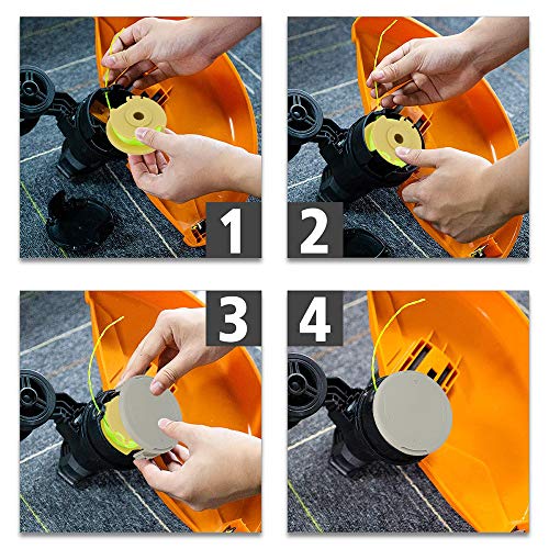 AsiFancy Weed Eater String Replacement Spools for Ryobi One Plus+ AC80RL3 18V 24V 40V, with String Trimmer AC14HCA Cap Covers 11ft 0.08" Cordless Auto-Feed Twist Single Line (8 Spool, 2 Cap) - Thumbnail 5