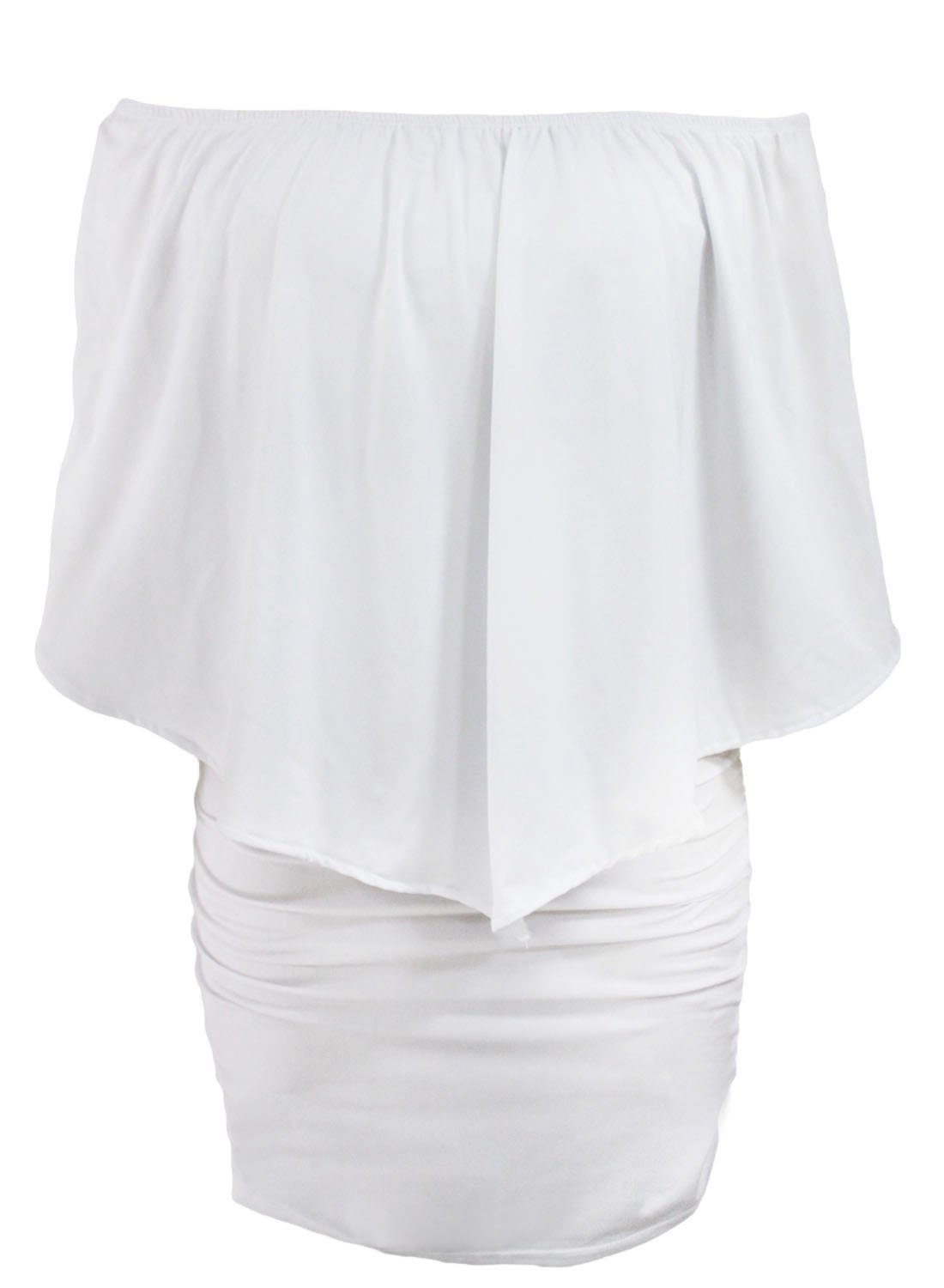 ThusFar Women Plus Size Off Shoulder Ruffles Clubwear Mini Dress White S