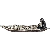 DWK Grim Reaper Skull Boat Decorative Incense Holder | Grim Reaper Decoration Large Incense Burner | Skull Decor Gothic Bookshelf | Reaper Figurines - 10L