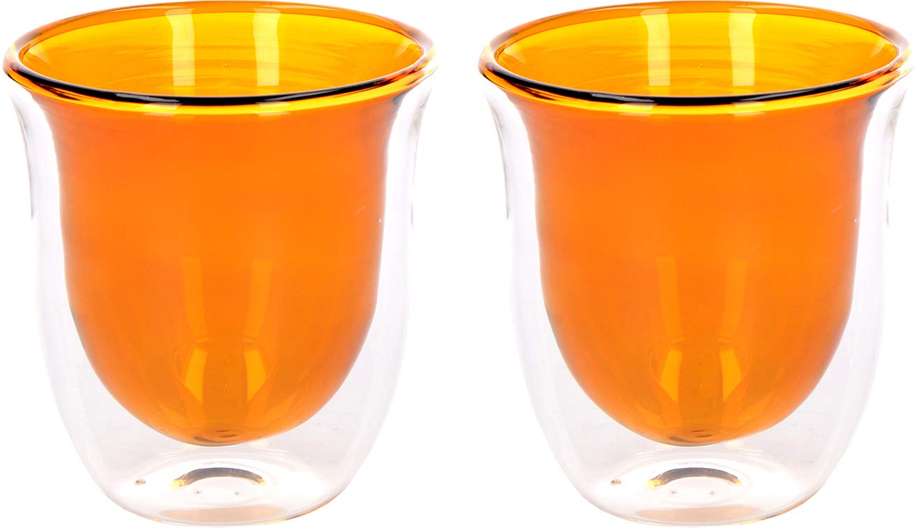 La Cafetière Core Double Wall Coffee Glasses, Borosilicate Glass, Amber, 190 ml, 2 Piece Glass Coffee Cup Set