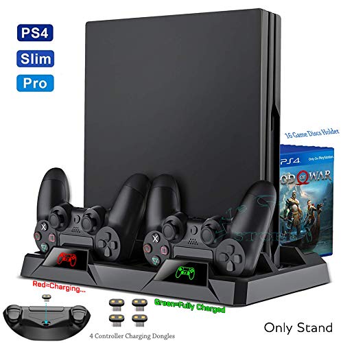 PS4/Pro/Slim Console Cooling Fan Stand Controller Charger Charging Station Games Discs Storage