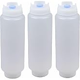 Melostu Squeeze Bottle Refillable 16 oz Blue Tip (Blue) 3 pack