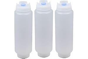 Melostu Squeeze Bottle Refillable 16 oz Blue Tip (Blue) 3 pack