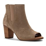 Toms Majorca Peep Toe Booties Stucco Suede Perforated 10004983 Womens 8