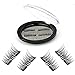 Dual Magnetic Eyelashes, Ultra Thin 0.25mm 3D Fiber Reusable Best Fake Lashes For Women Girls Makeup Natural Look - No Need Glue (4 pieces)