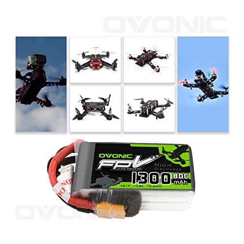 OVONIC-FPV-LiPo-Akku-148-V-1300-mAh-80C-4S-mit-XT60-Stecker-fuer-RC-Boot-Heli-Flugzeug-UAV-Drohne-FPV-Skylark-Emax-Nighthawk-250