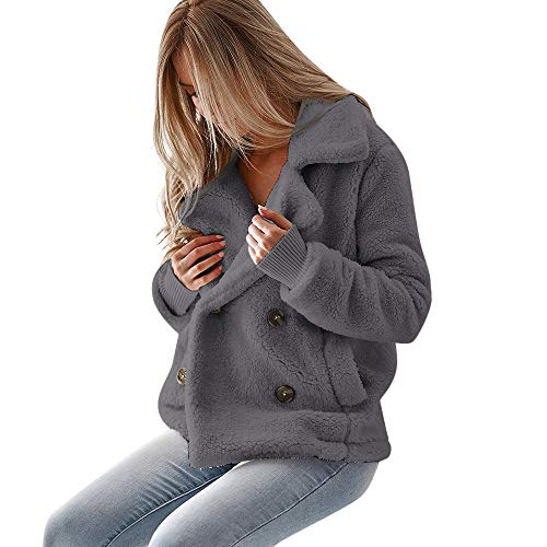 Vintage Women Coats with Faux Fur Duseedik Biker Motorcycle Overcoat Leather Zipper Jacket Outercoat Outwear Waistcoat Gray - Thumbnail 7