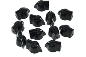Dopro 12-Pack Vintage Raised Mini Chicken Head Knobs - Small Size Guitar Bass Potentiometer Knobs with Set Screw Black