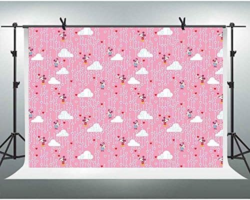 Fhzon 10x7フィート ピンク アニメ 壁紙 背景 ラブ レッド ハート 雲 テーマ 写真 訳あり商品 スタジオ Lxfh775 ビデオ パーティー 小道具