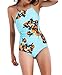 tengweng Women's High Neck Floral Printed Lace up One Piece Monokini Swimsuit Bikini M BK01
