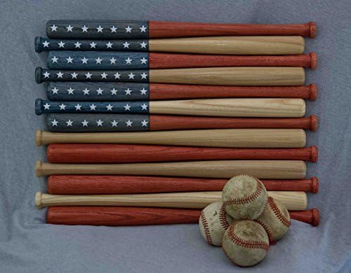 American flag made out of 18 inch baseball bats. Rustic/aged/vintage