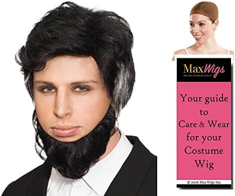 Abraham Lincoln Set Color Black - Enigma Wigs Abe 16th President Civil War Beard Bundle With Wig Cap, MaxWigs Costume Wig Care Guide