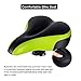 TONBUX Most Comfortable Bicycle Seat, Bike Seat Replacement with Dual Shock Absorbing Ball Wide Bike Seat Memory Foam Bicycle Gel Seat with Mounting Wrench (Green/Black with Reflective Sticker)thumb 1