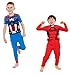 Marvel Big Boys' Avengers 4-Piece Cotton Pajama Set, Heroically Red/Blue, 8