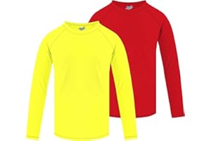 SEMOIS 2 Pack Boys Rash Guard Swim Shirt Long Sleeve UPF+ 50 Sun Swimwear for Toddler Kids Rashguard Water Swimming Shirts