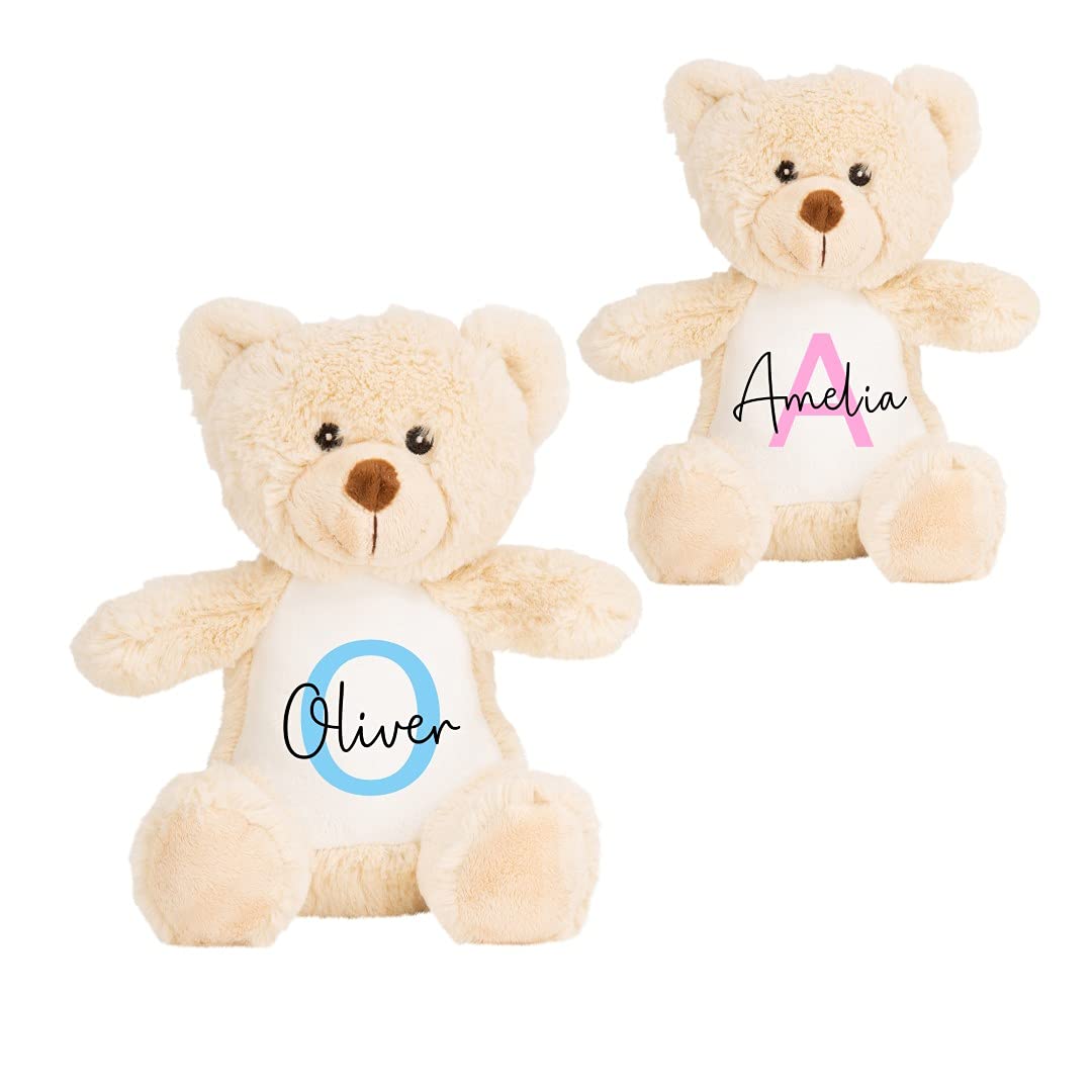 Personalised Teddy Bear Soft Toy with Name & Initial, Baby Toy