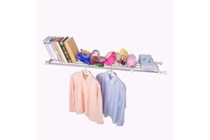 Hershii Tension Shelf Expandable Rod Closet System Heavy Duty Clothes Hanger Adjustable DIY Garage Bathroom Kitchen Storage Organizer Shoe Rack, Plant Stand, Bookshelf